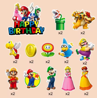 Tortový zápich SUPER MARIO (24ks)