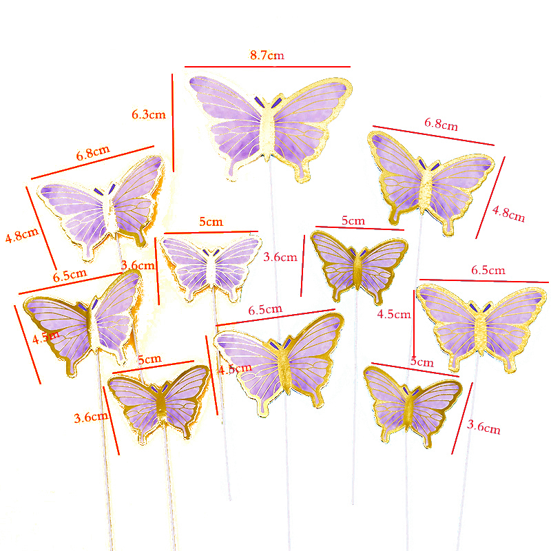 Tortový zápich MOTÝLE fialové (10ks)