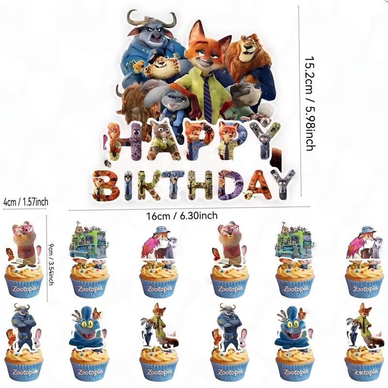 Tortový zápich ZOOTROPOLIS (13ks)