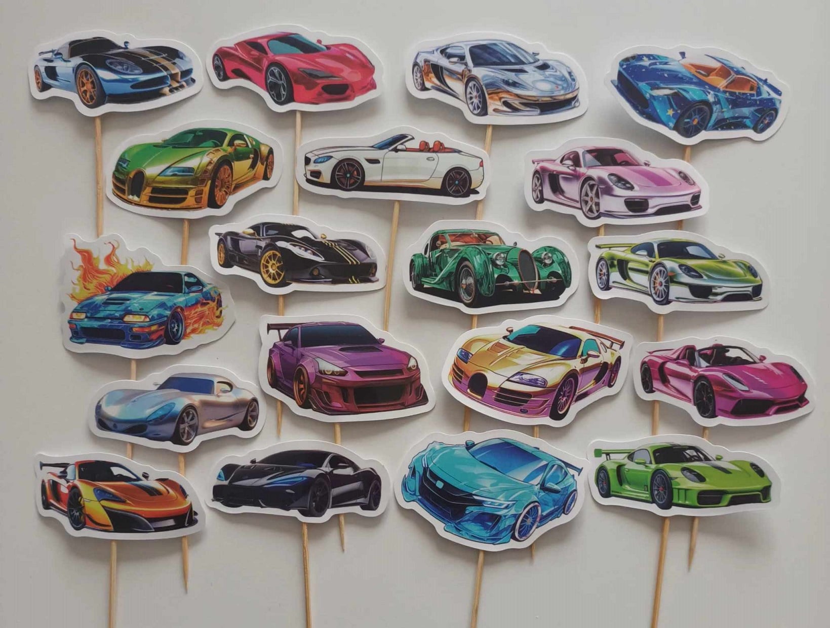 Tortový zápich AUTÁ (15ks)